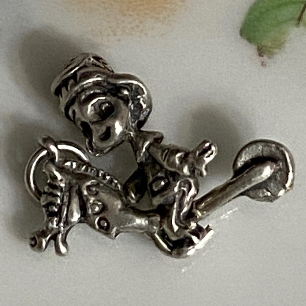 Very Rare! VTG Sterling Articulated Boy on Stickhorse Charm(Final)